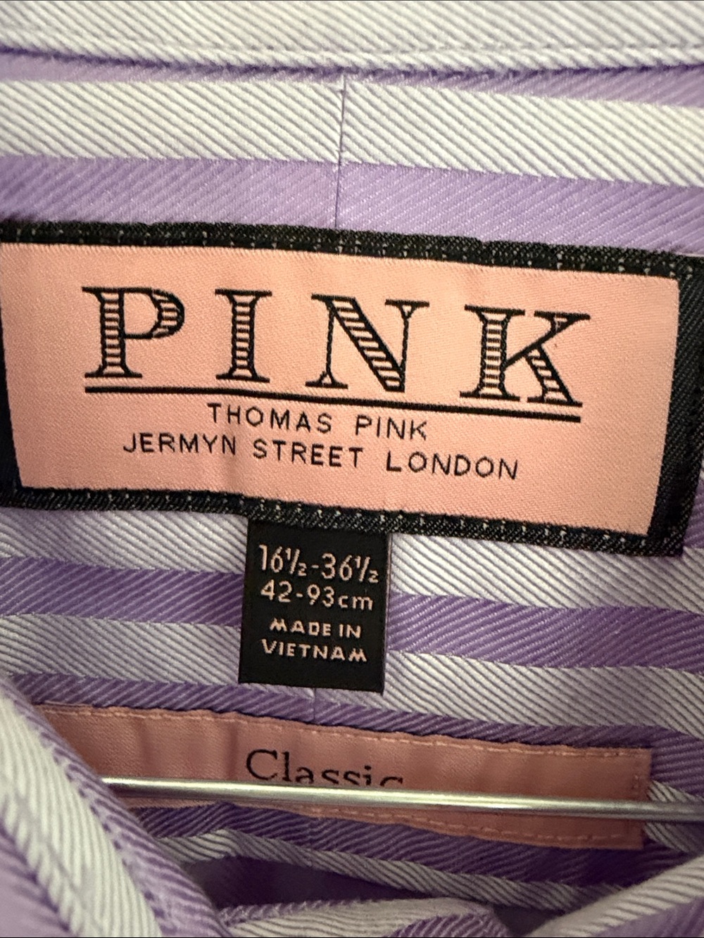 PINK Lavender and White Striped Men's Dress Shirt - Picture 2 of 3